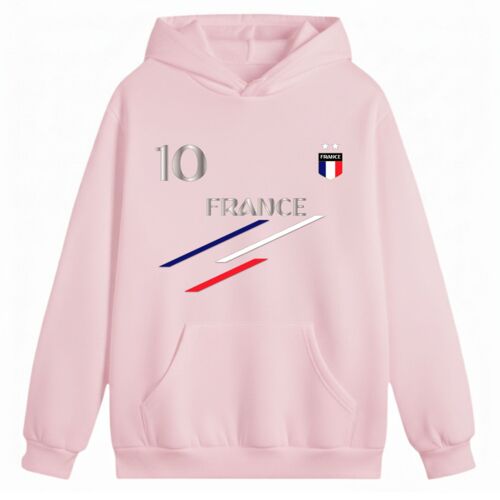 Sweat À Capuche Enfant France – Rose (Nouvelle Collection) (Taille 7-8 Ans,Couleur Rose)