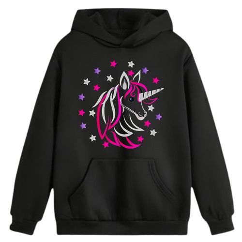 Sweat À Capuche Fille Noir Licorne Rose - Stylé Et Confortable 3 À14 Ans (Taille 7-8 Ans,Couleur Noir)