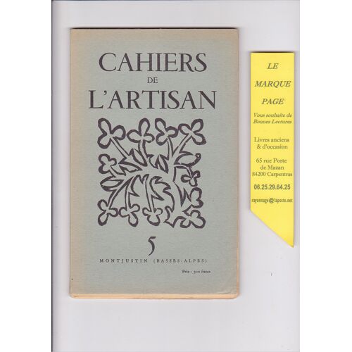 Cahiers De L'Artisan No 5 --- Jean Giono --- Arcadie.. Arcadie .. --- 1953