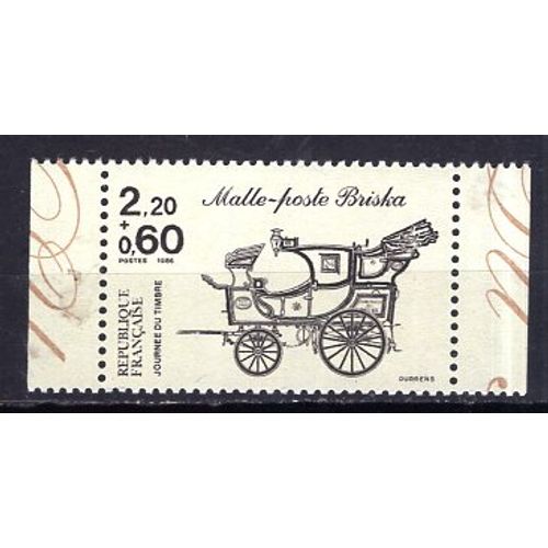 France 1986 Journee Du Timbre Malle Poste Briska Provenant Du Carnet Yvert N° 2411 Neuf**
