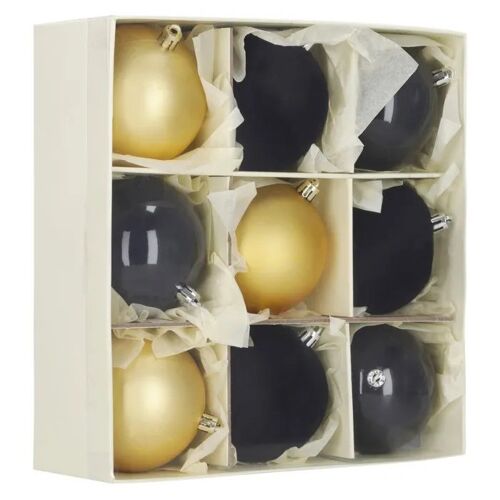 Boules de sapin de Noël, lot de 9 décorations de centre de table, 8,5 cm, incassables