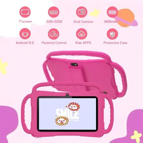 Tablette pour enfants 7 pouces Android 5G Wi-Fi 32 Go avec appareil photo et batterie 3000 mAh ¿ idéale pour