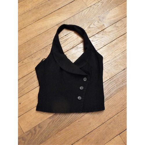 Top Dos Nu Cintré Noir À Encolure En V- Taille 34- Top Studio