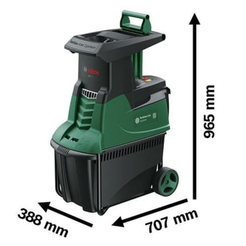 Broyeur végétaux électrique BOSCH AXT 2550 TC, 2500W ø45mm + sac/gants/lunettes