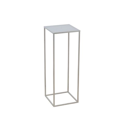 Porte-Plantes Moderne En Métal Argenté 25 X 25 X 70 Cm Finition Lisse Dec050076
