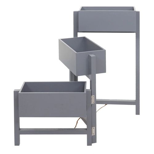 Étagère À Plantes Sur Pied Support À Fleurs Trois Paniers Jardinière 65x108x15 Cm Bois Aspect Vieilli Vintage Gris-Bleu 04_0008698