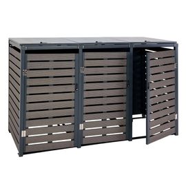 Abris Poubelles Vérrouillable Capacité De 80 À 240 Litres Par Compartiment 119x205x84 Cm Wpc Métal 109kg Anthracite 04_0008239