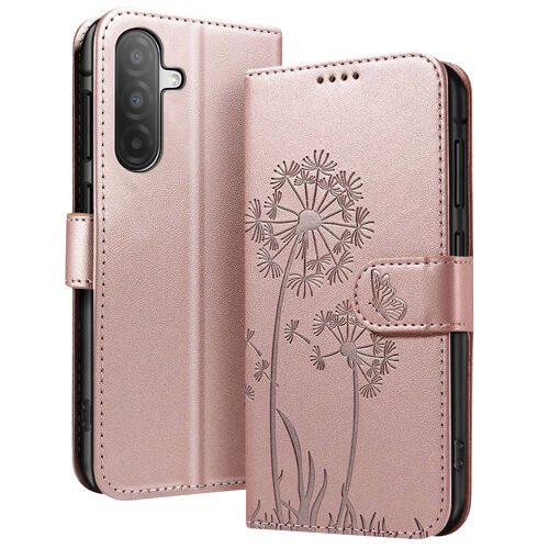Étui Portefeuille pour Galaxy A26 Premium Design Fleurs Papillon Zanaé Rose champagne
