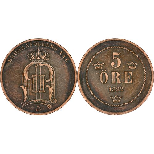 Suede - 1882 - 5 Ore - Oscar Ii - 27-096