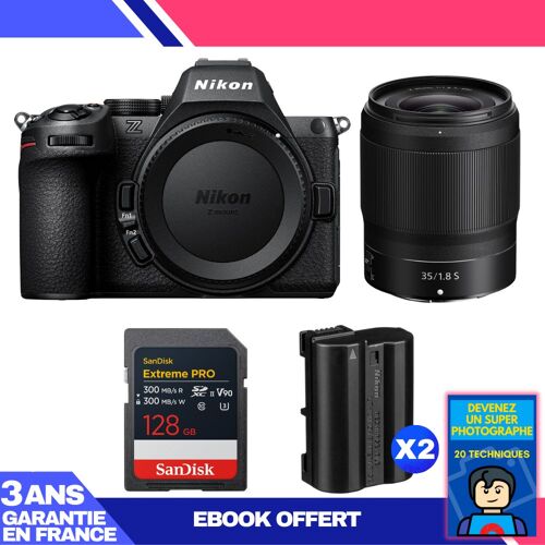 Boitier Nikon Z5 II + 35mm f/1.8 S + 1 SanDisk 128GB Extreme PRO UHS-II SDXC + 2 Nikon EN-EL15c + Ebook 'Devenez Un Super Photographe'