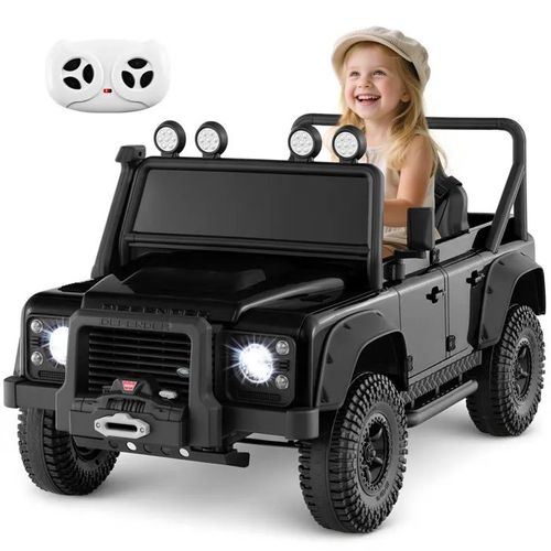 Land Rover 4x4 Voiture Électrique 12v/7 Ah Pour Enfants, Télécommande 2.4g, Démarrage Lent, Led, Klaxon, Mp3, 3-8 Ans, 30 Kg, Noir