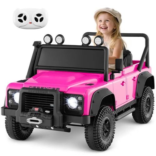 Land Rover 4x4 Voiture Électrique 12v/7 Ah Pour Enfants, Télécommande 2.4g, Démarrage Lent, Led, Klaxon, Mp3, 3-8 Ans, 30 Kg, Rose