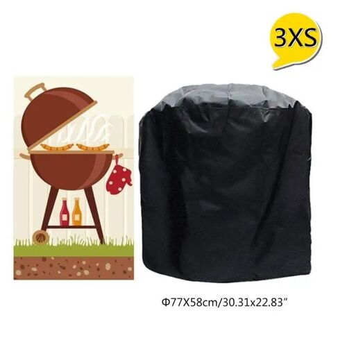 Housse de gril pour barbecue d'extérieur, Anti-UV et résistant à la décoloration, étanche au gaz, pour plus de grilles, sangles réglables filées black-3XS