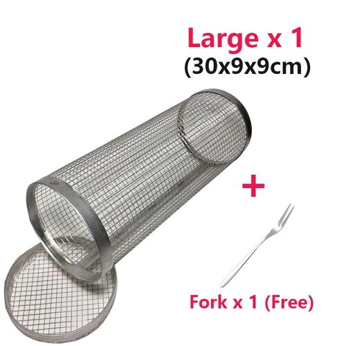 Panier à grillades roulant en acier inoxydable, panier à gril en maille Portable pour Camping en plein air, accessoires de cuisine, 1 à 4 pièces Large Basket x1