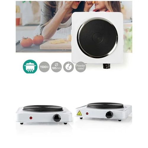 Plaque électrique Blanche - 1 Foyer - 1500 W - Protection anti-surchauffe -