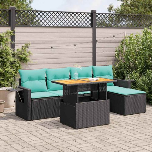 Vidaxl Salon De Jardin 6 Pcs Avec Coussins Noir Résine Tressée