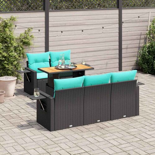 Vidaxl Salon De Jardin 6 Pcs Avec Coussins Noir Résine Tressée