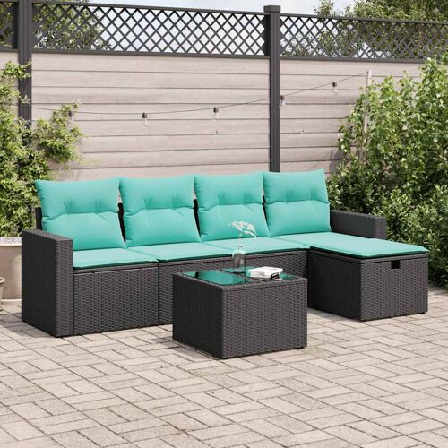 Vidaxl Salon De Jardin 6 Pcs Avec Coussins Noir Résine Tressée