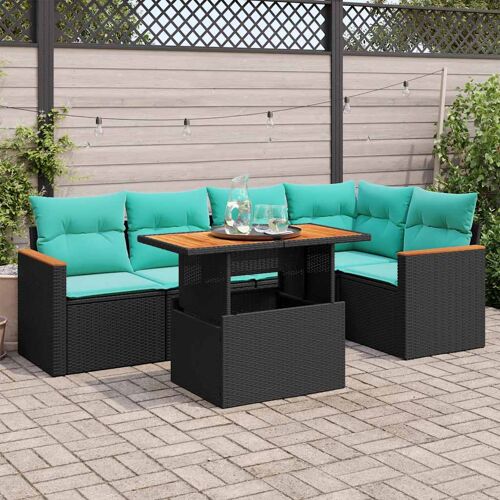 Vidaxl Salon De Jardin 6 Pcs Avec Coussins Noir Résine Tressée