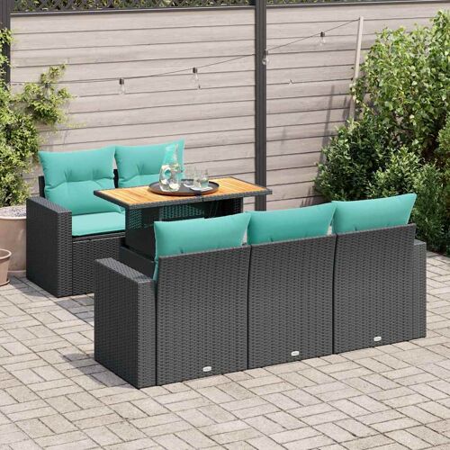 Vidaxl Salon De Jardin 6 Pcs Avec Coussins Noir Résine Tressée