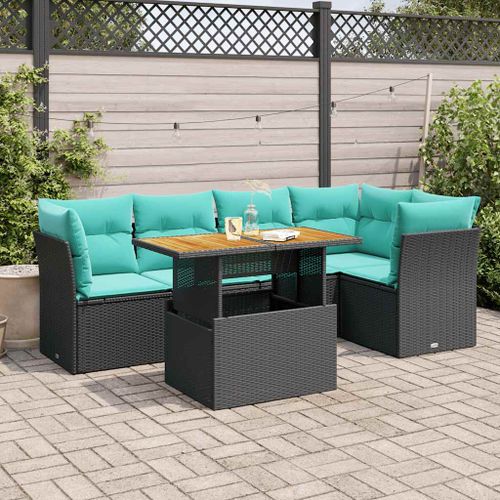 Vidaxl Salon De Jardin 6 Pcs Avec Coussins Noir Résine Tressée