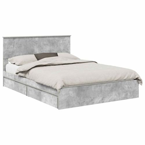 vidaXL Lit de Rangement Gris béton 140 x 190 cm Bois d'ingénierie