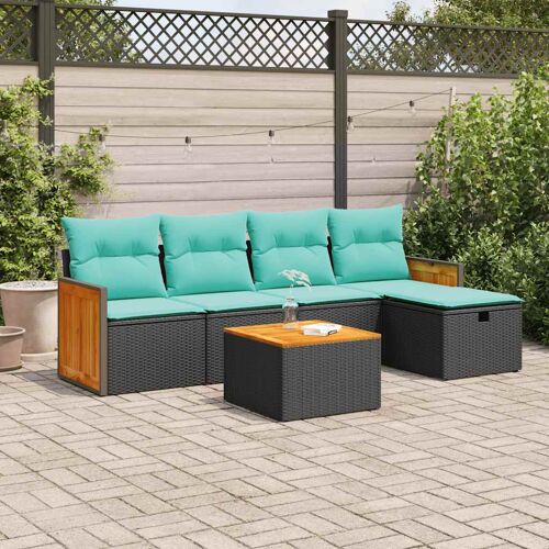 Vidaxl Salon De Jardin 6 Pcs Avec Coussins Noir Résine Tressée