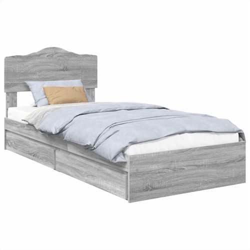 vidaXL Lit de Rangement Gris Sonoma 90 x 190 cm Bois d'ingénierie