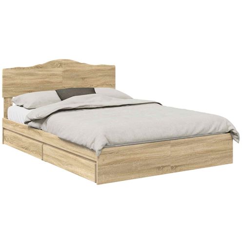 vidaXL Lit de Rangement Chêne Sonoma 160 x 200 cm Bois d'ingénierie