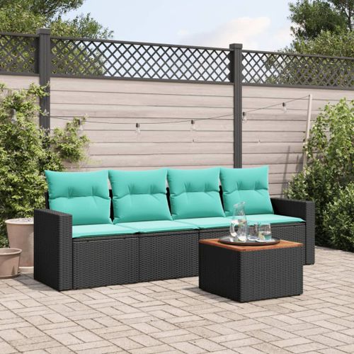 Vidaxl Salon De Jardin 5 Pcs Avec Coussins Noir Résine Tressée