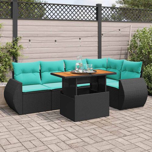 Vidaxl Salon De Jardin 6 Pcs Avec Coussins Noir Résine Tressée