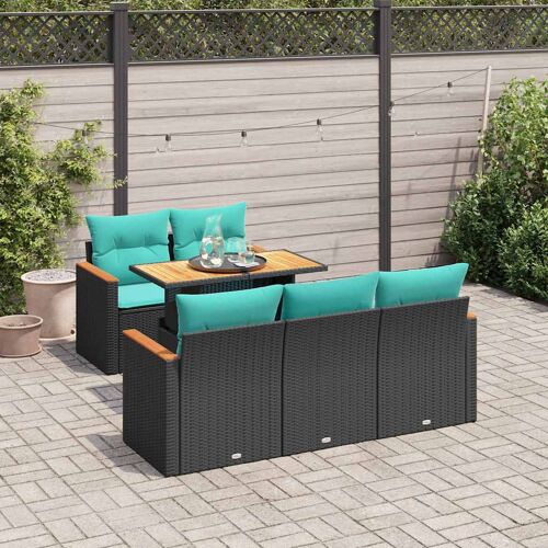 Vidaxl Salon De Jardin 6 Pcs Avec Coussins Noir Résine Tressée