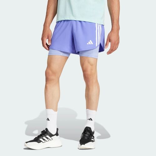 Short 2 En 1 Own The Run 3 Bandes Adidas - Semi Cobalt Blue - S