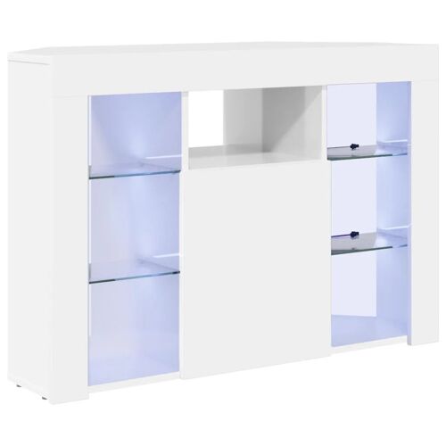 vidaXL Meuble TV LED d'Angle Blanc brillant 105 x 40 x 68 cm