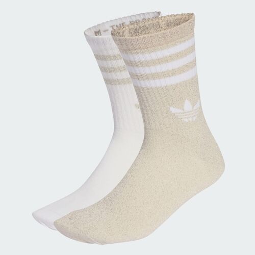 Chaussettes Mi-Mollet Glitter 3 Bandes (2 Paires) Adidas - Ice Gold Met. / White - 34-36
