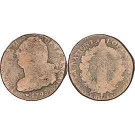 France - 1793 (An 5) - 2 Sols Au Faisceau Type Francais - Strasbourg (Bb) - 27-006