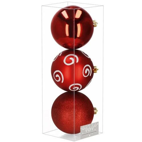 Grandes décorations pour sapin de Noël, 3 pcs. Décorations de sapin de Noël 15 cm, incassables rouges