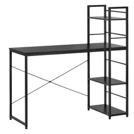 Table en métal avec étagères, industriel, bureau d'ordinateur 120x48x122 cm, noir