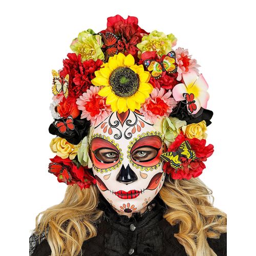 Masque Dia De Los Muertos Avec Fleurs Et Papillons Adulte