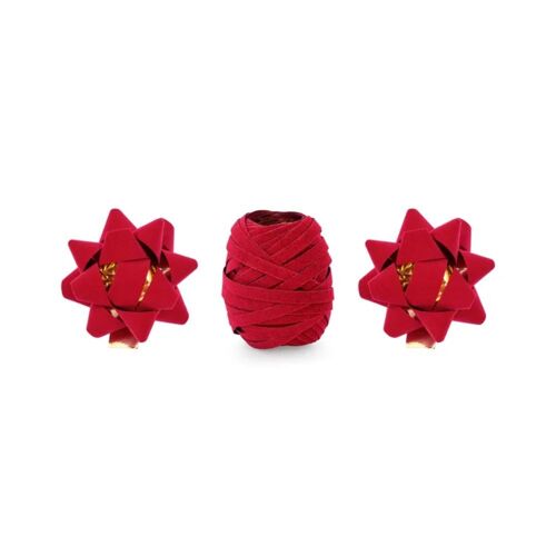 BOLDUC RUBAN 5MMX10M 2 ROSETTES 8CM VELOURS ROUGE