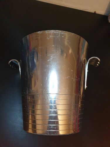 Seau À Champagne En Inox Vintage Années 80. 19 Cm.