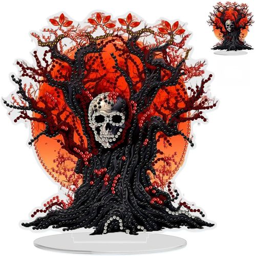 Oayew-Arbres Et Crânes Diamond Painting - Décoration De Table - Peinture Diamant - Ornements D'halloween - Pour Enfants Et Adultes - Kit De Bricolage Pour Cadeau Fille - Décoration Murale