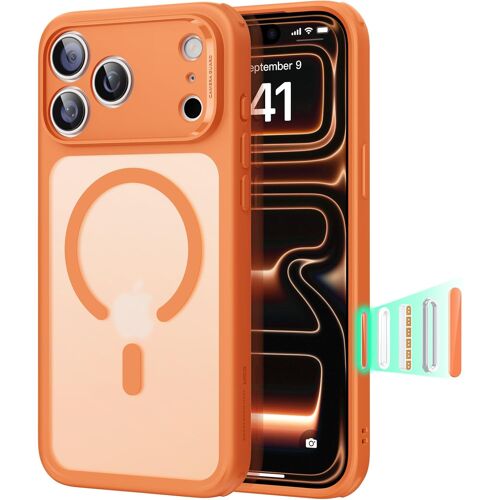LORANKA-Coque pour iPhone 17 Pro Max, Protection Commande de la Caméra, Compatible avec MagSafe, Protection Antichute de Qualité Militaire, Coins Air Guard Absorbant Les Chocs, Série HybrideOrange Gi