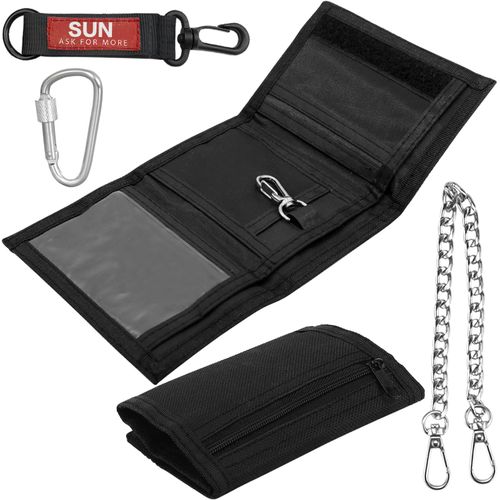 NSIECD-Portefeuille Fin RFID Wallet Porte-Monnaie à Trois Volets Porte Feuille Enfant Porte Monnaie de Voyage Portefeuille de Sport Zippé pour Ado Garçons Filles (Noir)