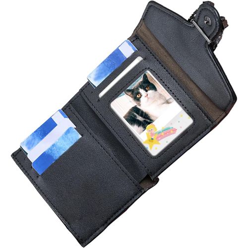 NSIECD-1 étui pour cartes en cuir, portefeuille en cuir véritable, pour homme, portefeuille en cuir pour homme avec compartiment à monnaie, Noir , 12 × 9 cm, Contemporain