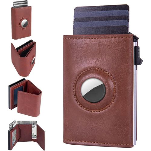 NSIECD-Portefeuilles pour Homme avec Blocage RFID et Poche pour pièces de Monnaie, Porte-Cartes Pop-up AirTag pour Apple Air Tag, Portefeuille Intelligent avec Pince à Billets, Porte-Cartes pour