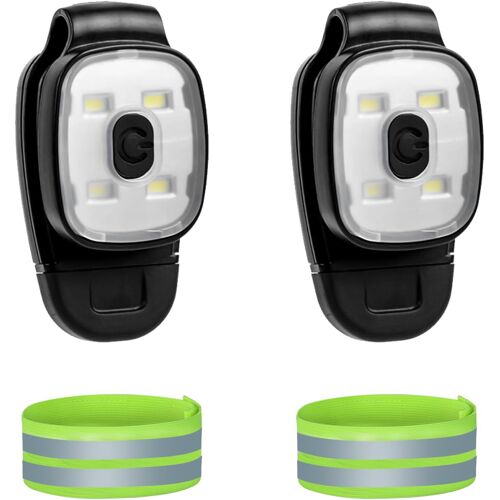 Acdsgd-2 Pièces Lampe Clip Led + Bracelets Réfléchissants 4 Modes Pro Lumière De Course Avec 2 Pièces Bracelets Élastiques Réfléchissants Lampe Frontale Led Usb Rechargeable Pour Coureurs, Joggeurs