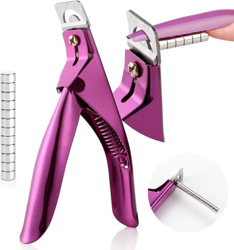 Coupe-Ongles En Acier Inoxydable, Guillotine Capsule Ongle Avec 15 Mesure Aimants, Coupe Ongle Professionnel Pour Faux Ongles Capsules, Pince Ongle Pour Ongles Acryliques (Rouge) 