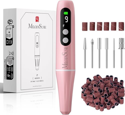 Pc90g Ponceuse Pour Ongles, Ponceuse Ongle Rechargeable 20000 Tr/Min, Lime À Ongle Electrique Sans Fil Avec Affichage Led, Portable Kit De Manucure Pédicure (Rose) 