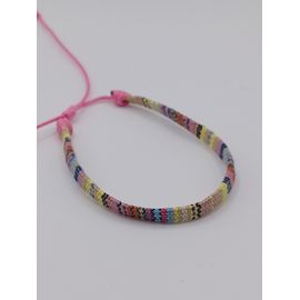 Bracelet Brésilien Tissé,Fils Multicolores, Lien Rose Clair,Reglable